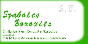 szabolcs borovits business card